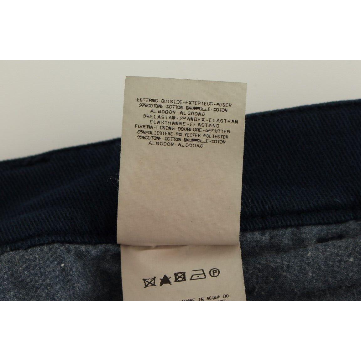 GF Ferre Elegant Blue Cotton Stretch Chinos GF Ferre Dark Gray