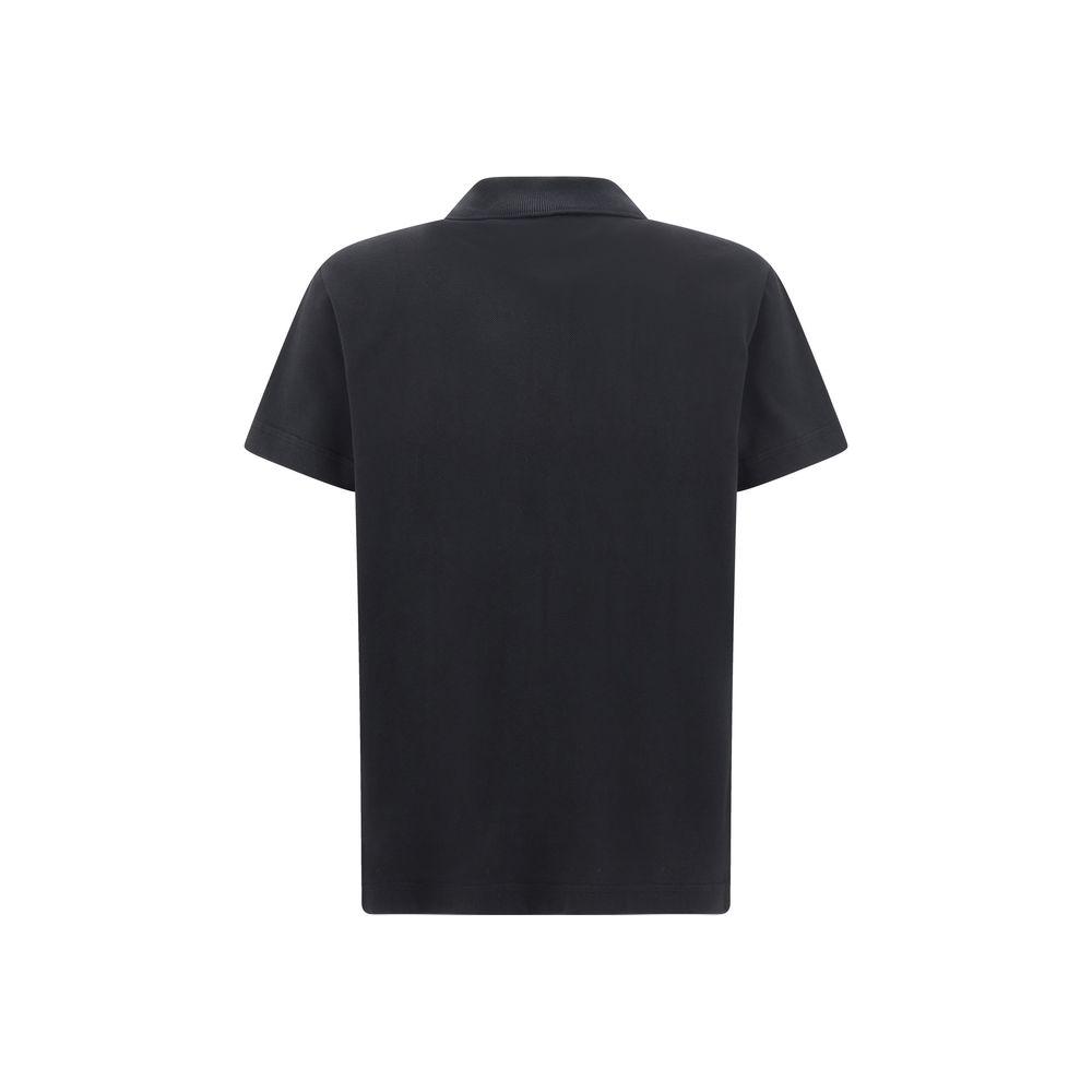 Back view of a Burberry Equestrian Knight Polo Shirt in monochrome with classic collar, featuring elegant design on the front.