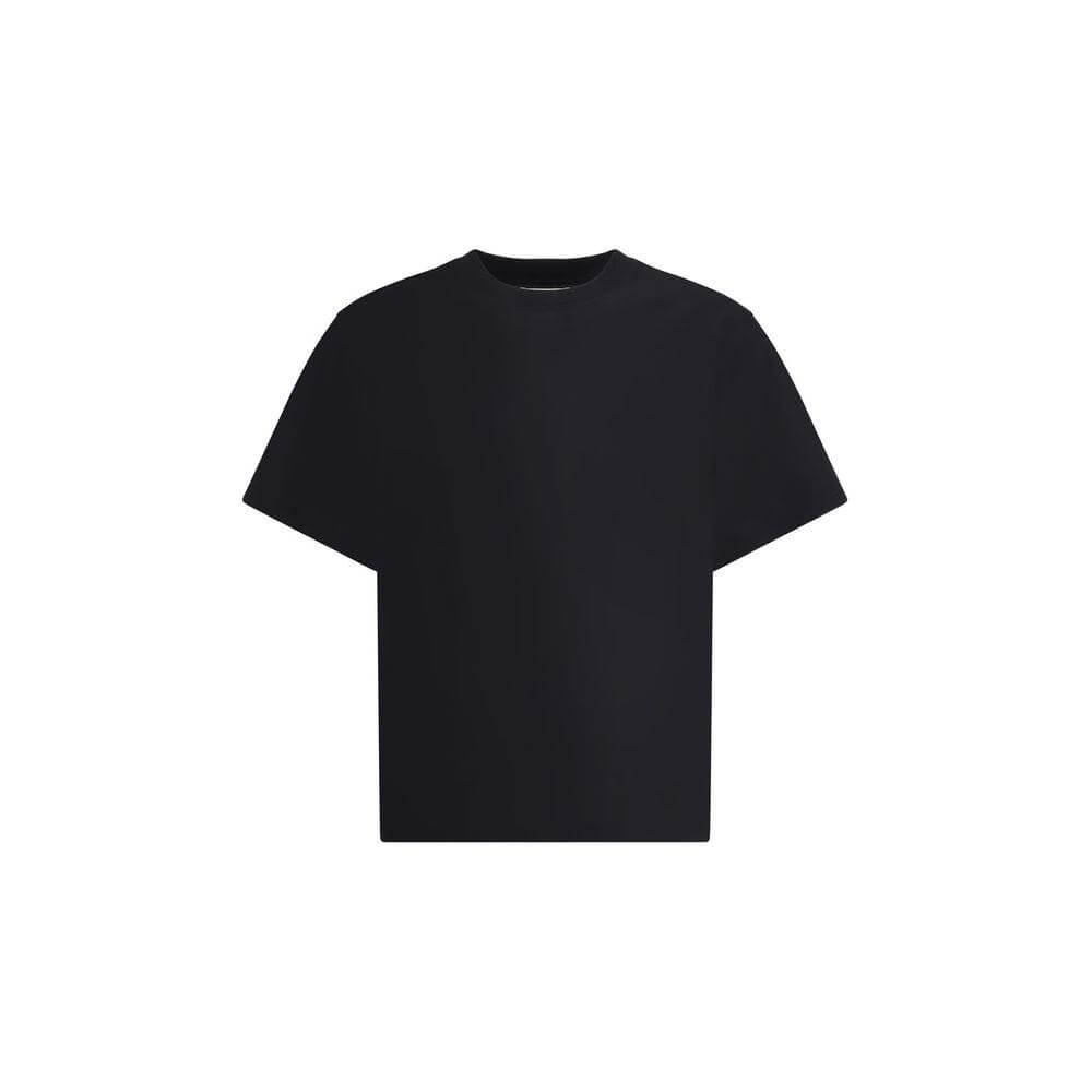 Loulou De Saison Telanto T-shirt in black with minimalist design and tone-on-tone stitched logo, featuring a classic ribbed crew neck.