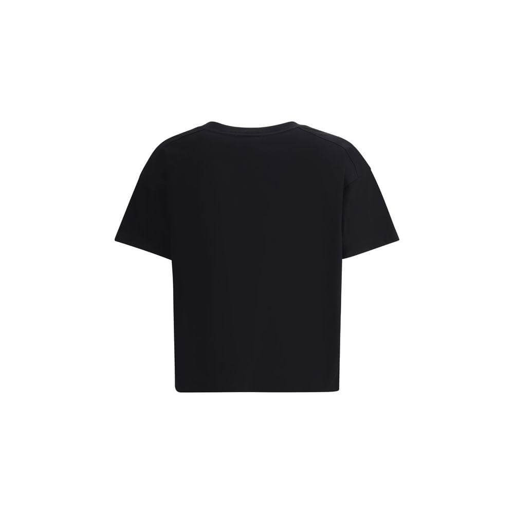 Back view of LouLou Studio Telanto T-shirt in black with minimalist design and ribbed crew neck.