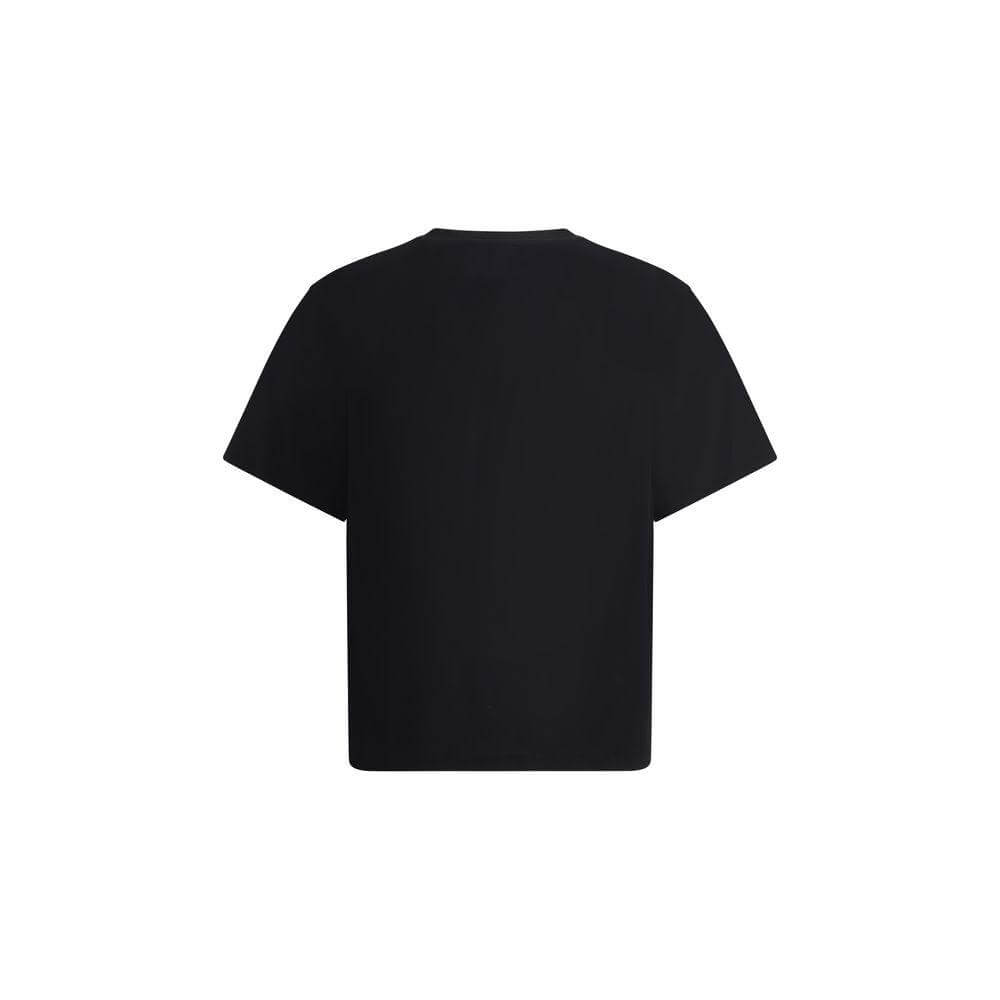 Back view of Loulou De Saison Telanto black cotton T-shirt with minimalist design and ribbed crew neck.