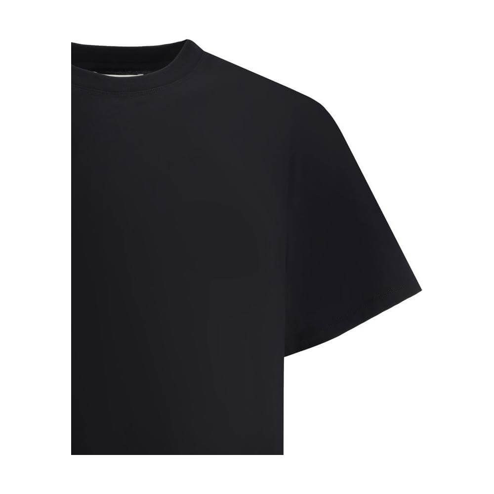 Black Loulou De Saison Telanto T-shirt with ribbed crew neck and tonal logo stitching, showcasing minimalist and sophisticated design by LouLou Studio.