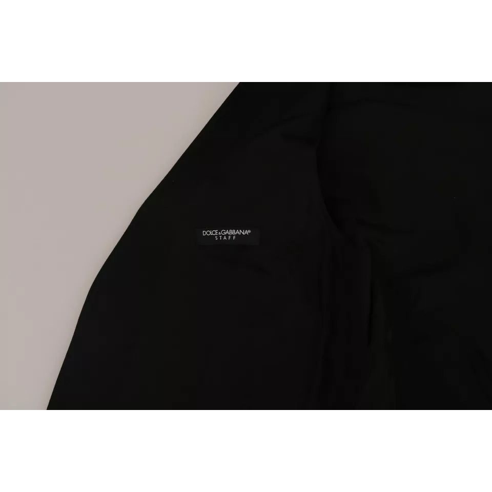Dolce & Gabbana Black Wool Logo Waistcoat Vest