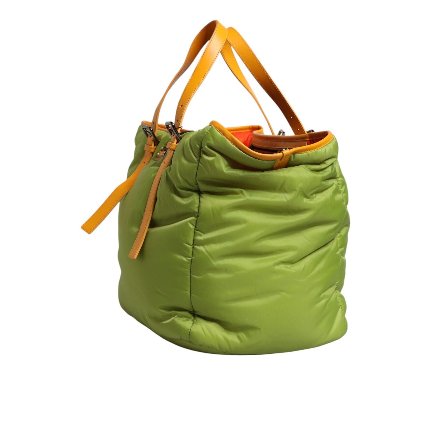 Dolce & Gabbana Green Nylon Padded Logo Plaque Tote Crossbody Bag BAG1642