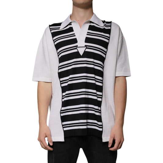 Dolce & Gabbana Black White Stripes Collared Polo T-shirt