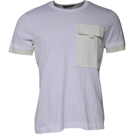 Dolce & Gabbana White Cotton Crew Neck Short Sleeves T-shirt