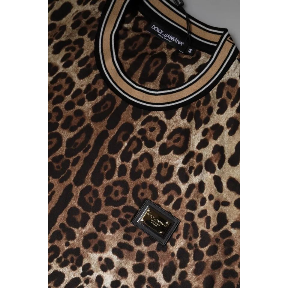 Dolce & Gabbana Brown Leopard Crew Neck Short Sleeve T-shirt