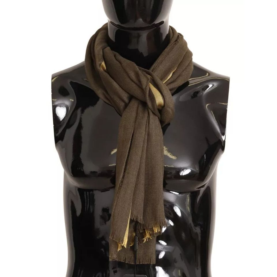 Dolce & Gabbana Green Striped Cashmere Wrap Fringes Scarf MS6020