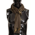 Dolce & Gabbana Green Striped Cashmere Wrap Fringes Scarf MS6020