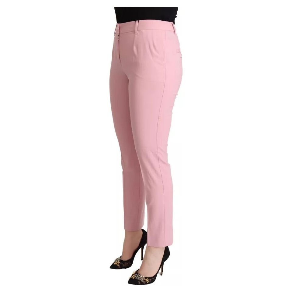 Dolce & Gabbana Pink Wool Mid Waist Tapered Pants PAN72808-40