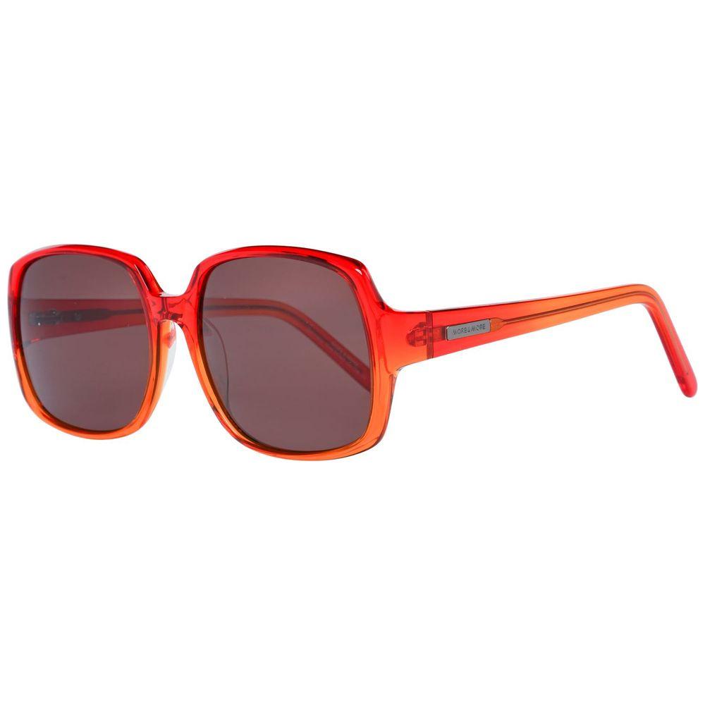 Red plastic sunglasses with square frame, brown lenses, and UVA/UVB protection, model MM54360-57700, by More & More.