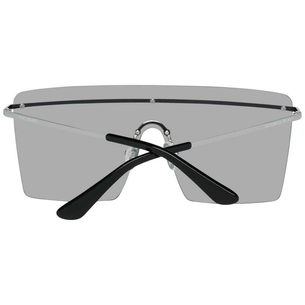 Victoria's Secret silver metal sunglasses with gray mirrored lenses, model VS0003-0016C, 65-14-140mm, no sun protection, stylish eyewear.