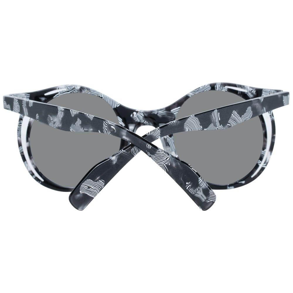 Yohji Yamamoto gray men's sunglasses with round mirrored lenses, full-rim plastic frame, and 100% UVA & UVB protection.