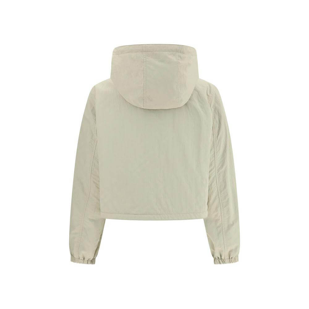 Burberry reversible jacket with hood, elastic cuffs, and adjustable hem featuring monochrome and Check Archivio patterns for versatile style.