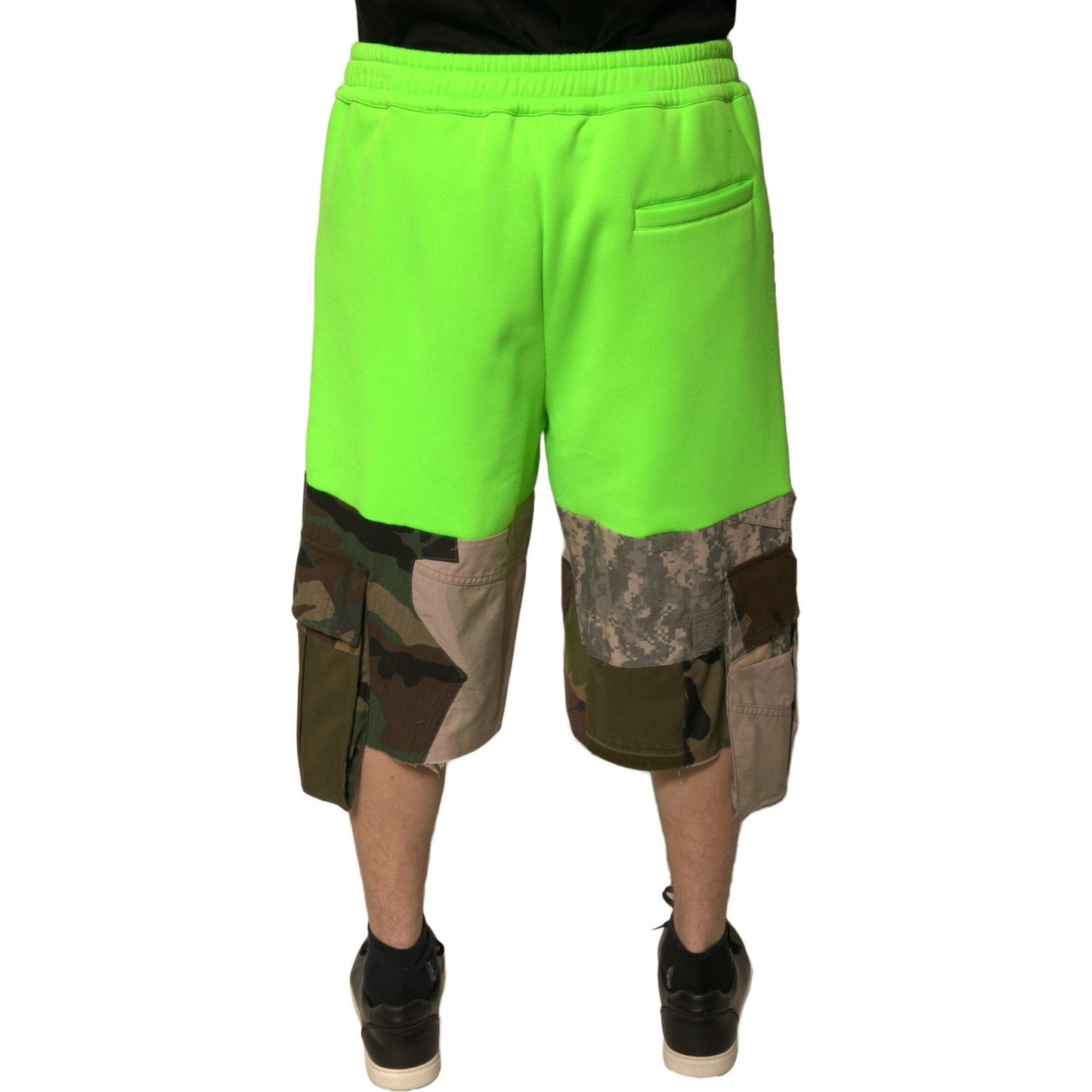 Dolce & Gabbana Green Patchwork Cargo Bermuda Shorts PAN75661-48