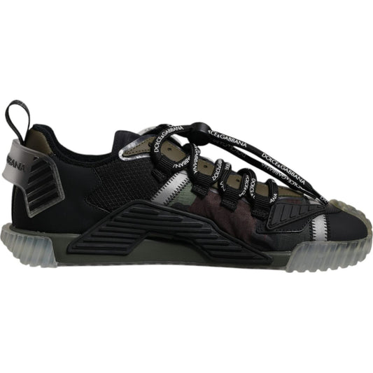 Dolce & Gabbana Black Green Camo NS1 Low Top Sneakers Shoes