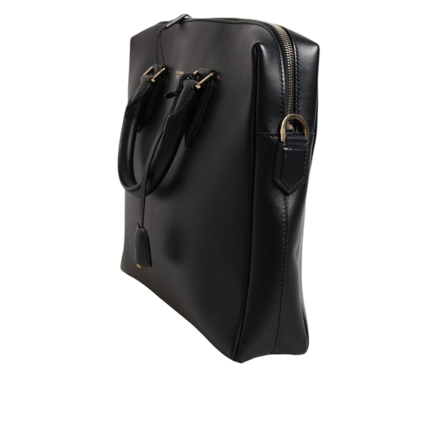 Dolce & Gabbana Black Smooth Leather Logo Printed Monreale Briefcase Bag