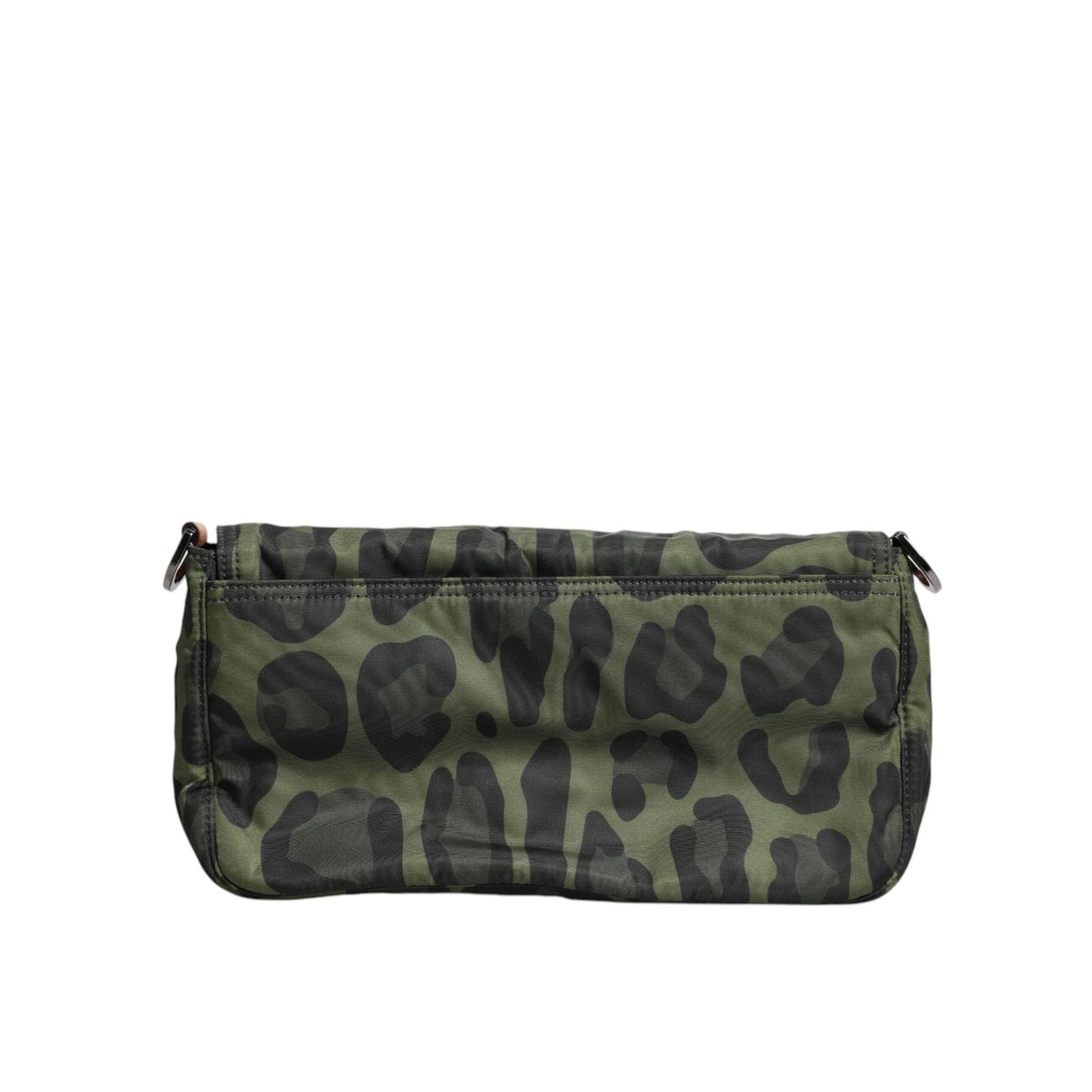 Dolce & Gabbana Green Nylon Leopard Print Shell Messenger Crossbody Bag BAG4002