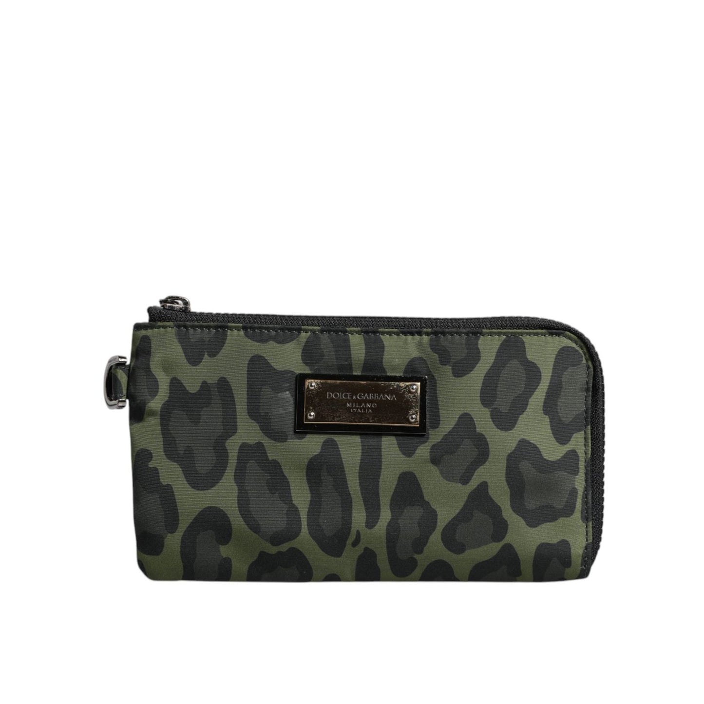 Dolce & Gabbana Green Leopard Leather Logo Plaque Multifunctional Kit Bag BAG4050