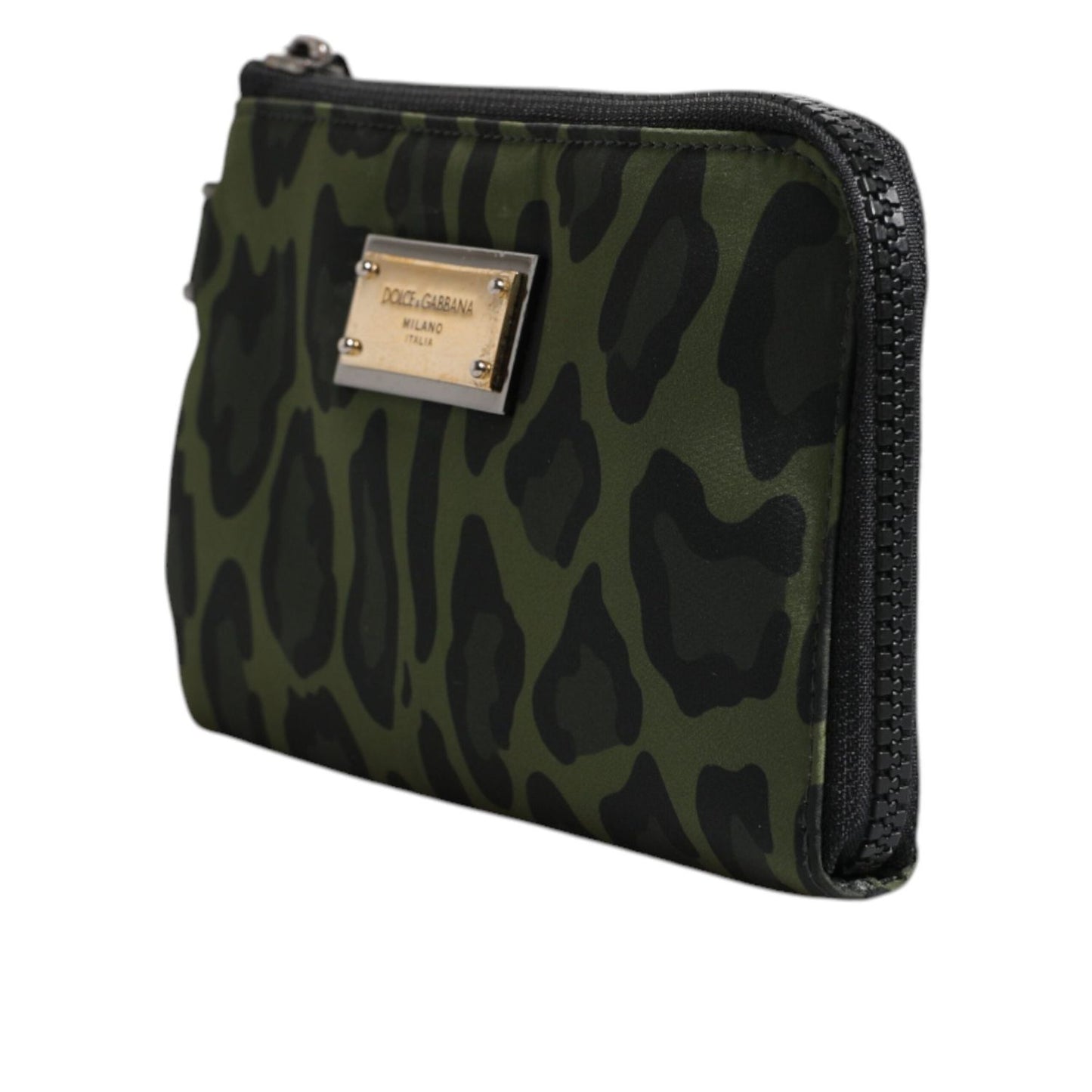 Dolce & Gabbana Green Leopard Leather Logo Plaque Multifunctional Kit Bag BAG4050