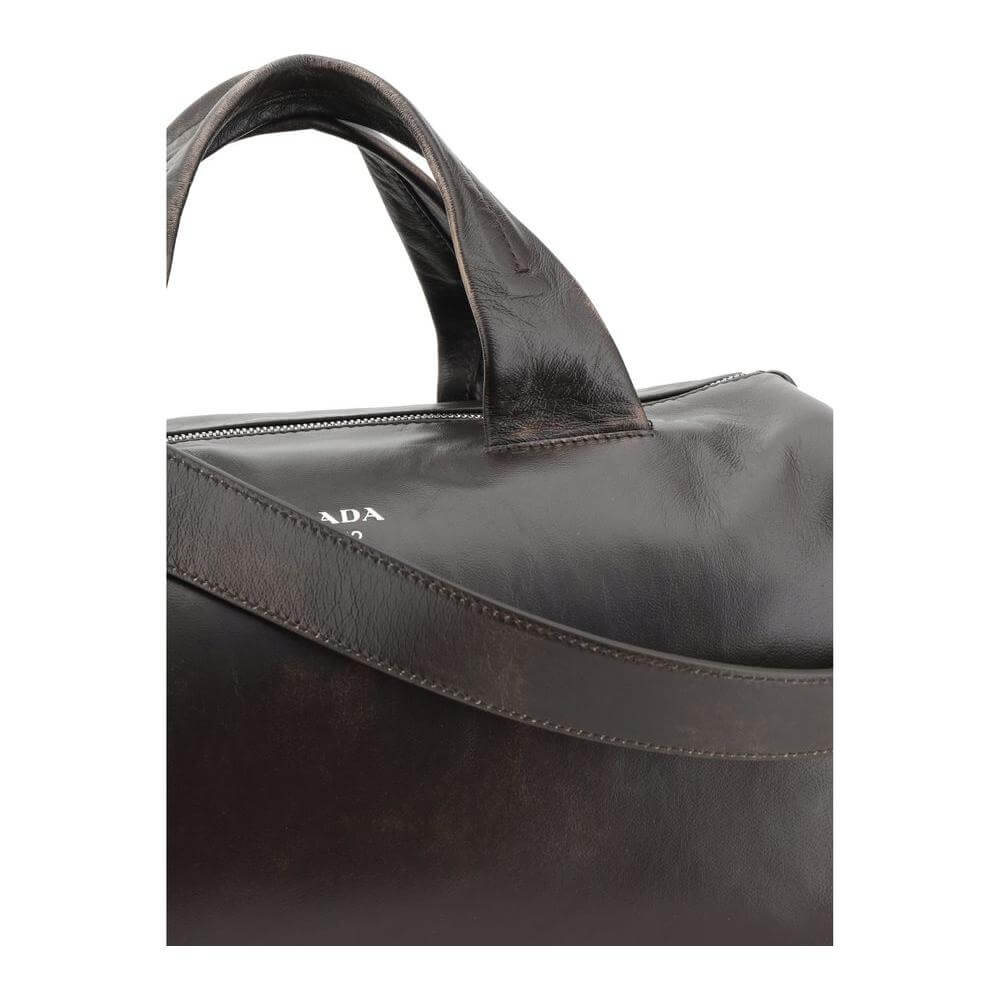 Prada Leather Men Travel Bag Prada Dark Slate Gray