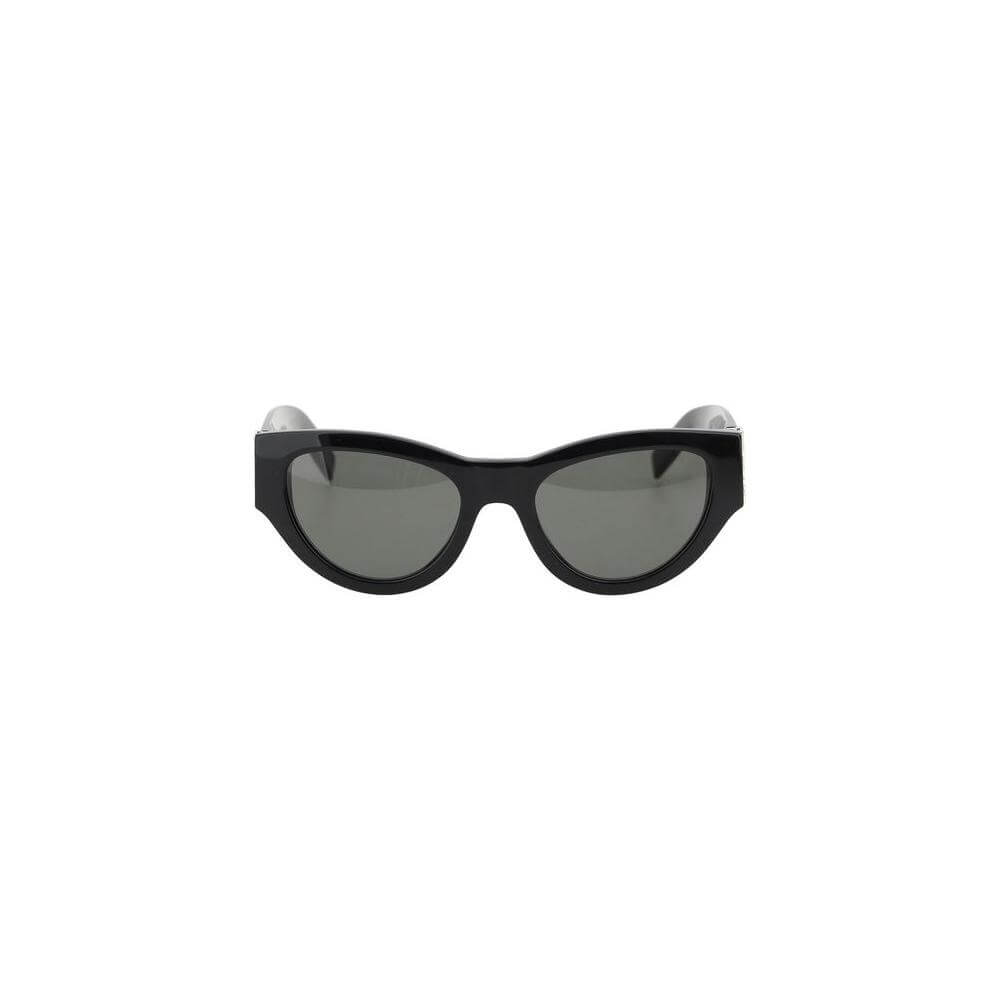Saint Laurent cat-eye sunglasses with bold vintage style and gold logo detail, offering a sophisticated and feminine look.