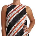 Dolce & Gabbana White and orangeSequin Floral Lace Embellished Shift dress
