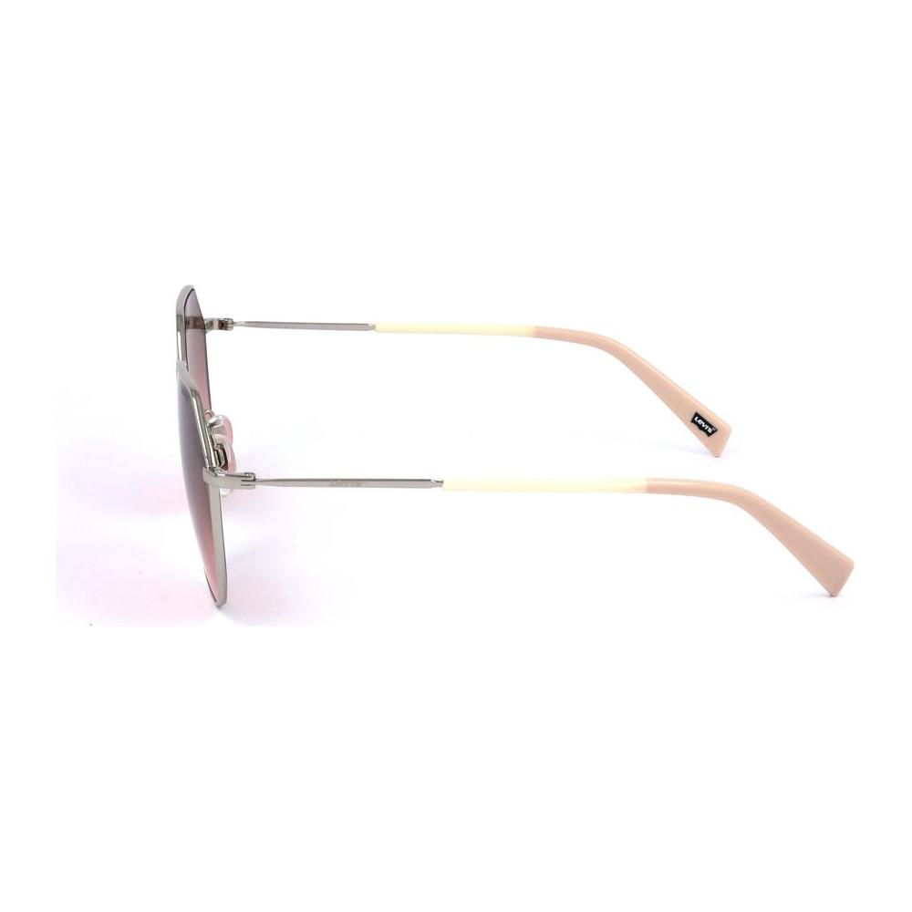 Side view of Levi's Gold Stainless Steel Sunglasses with pink temples. Unisex model LV-1020-S-010, lens/bridge/temple size 57/19/145 mm.