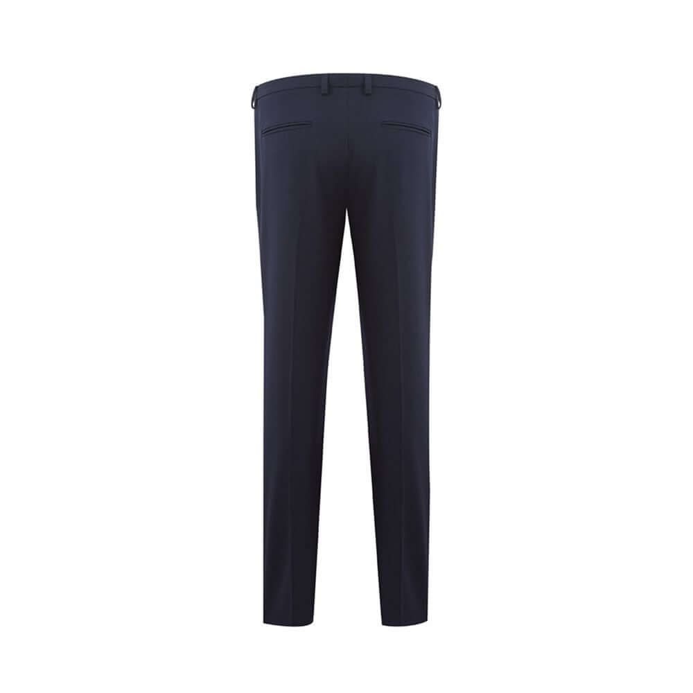 Back view of Lardini elegant blue wool pants for women, showcasing Italian craftsmanship and classic style.