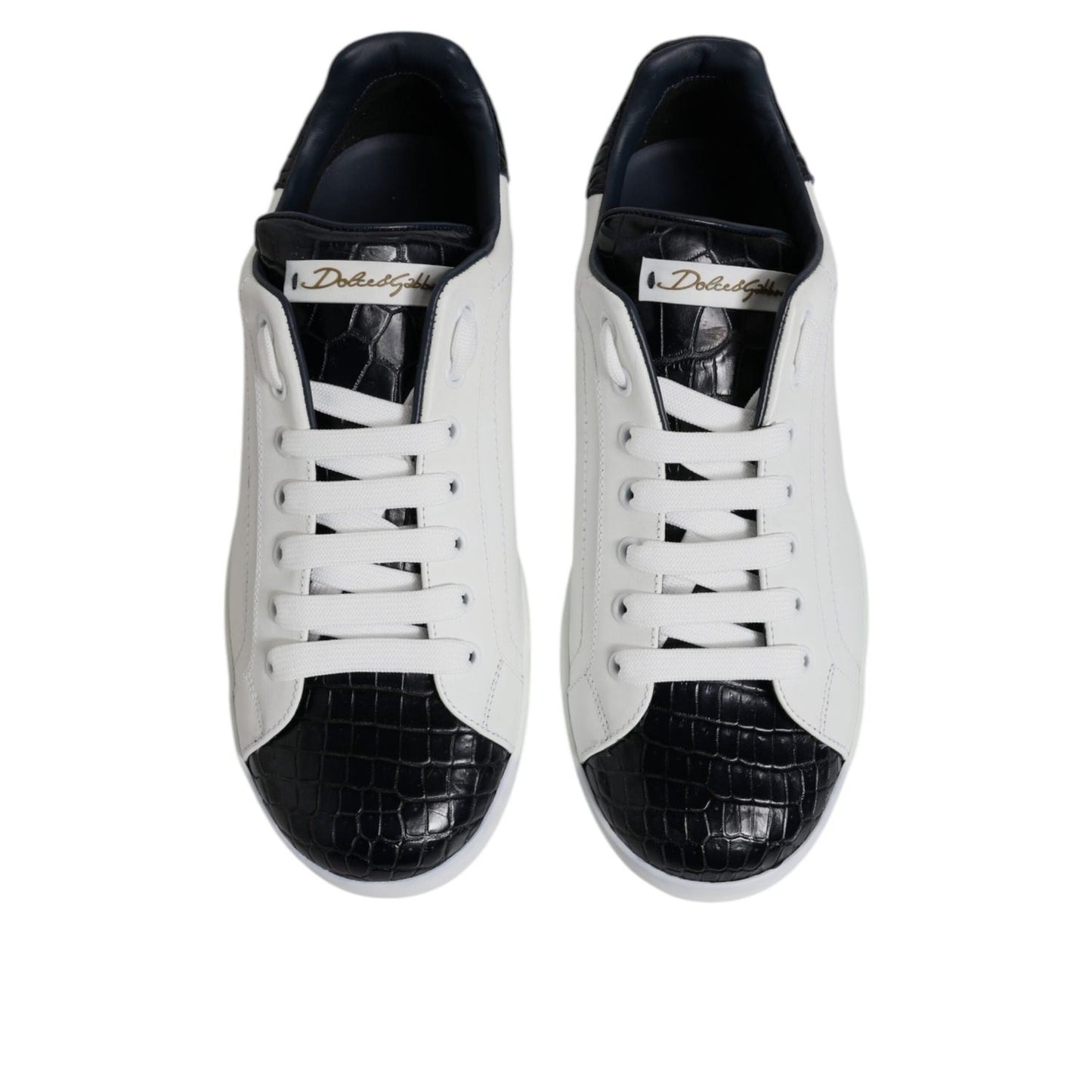 Dolce & Gabbana White Black Leather Portofino Sneaker Shoes MV7037#1-42