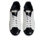 Dolce & Gabbana White Black Leather Portofino Sneaker Shoes MV7037#1-42