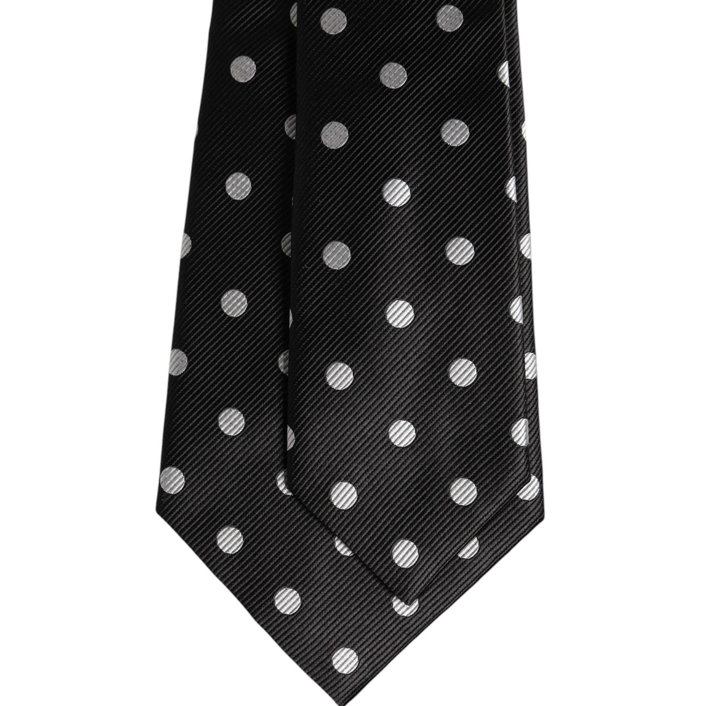 Dolce & Gabbana Black Polka Dots Silk Adjustable Necktie Tie