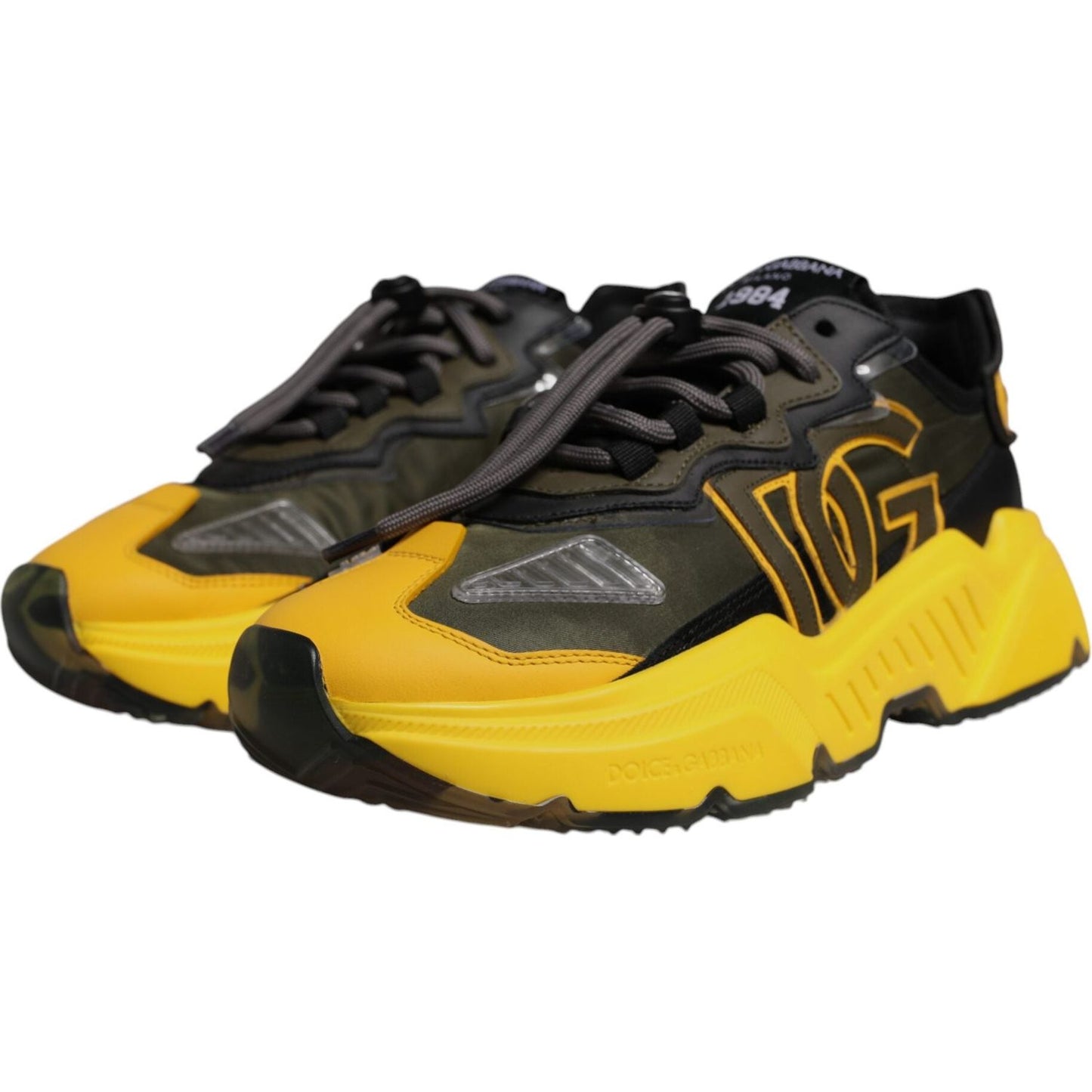 Dolce & Gabbana Yellow Black Daymaster Low Top Sneaker Shoes MV7182-41