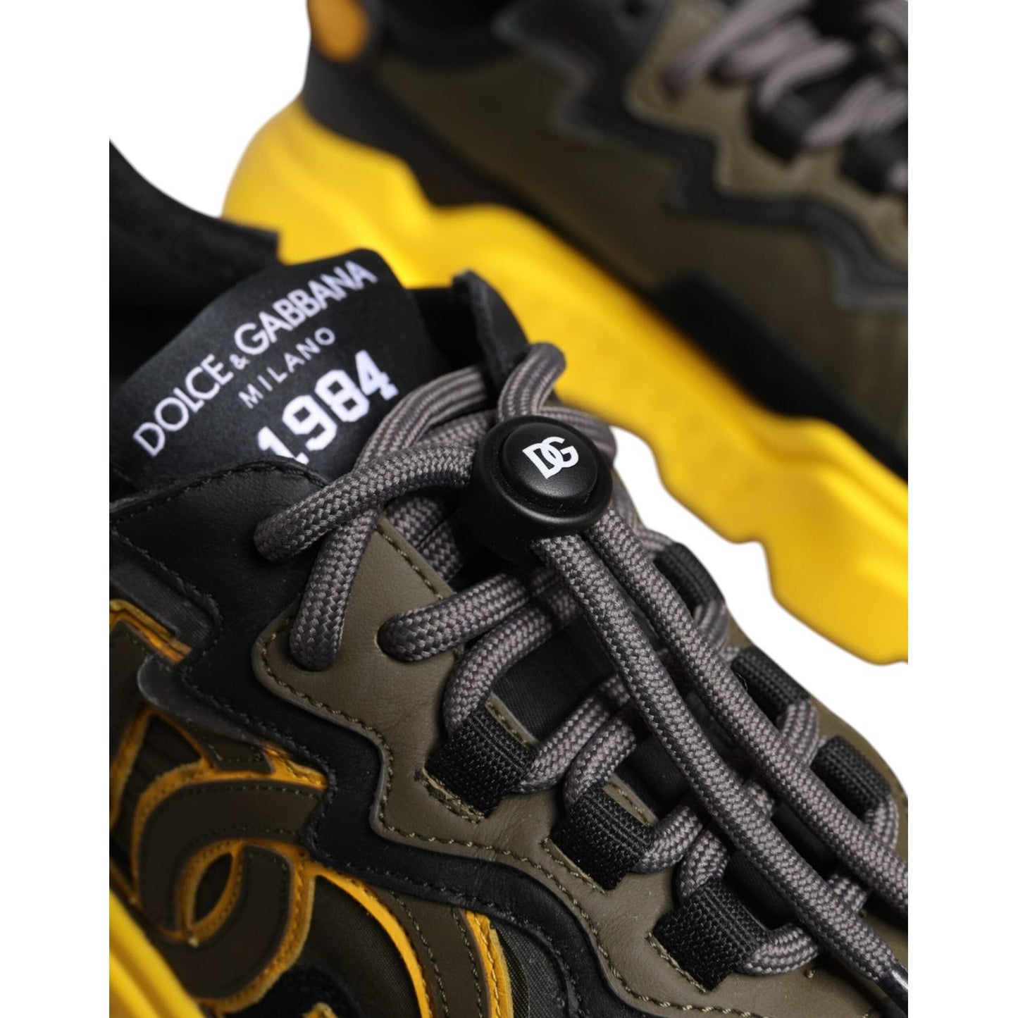 Dolce & Gabbana Yellow Black Daymaster Low Top Sneaker Shoes MV7182-41