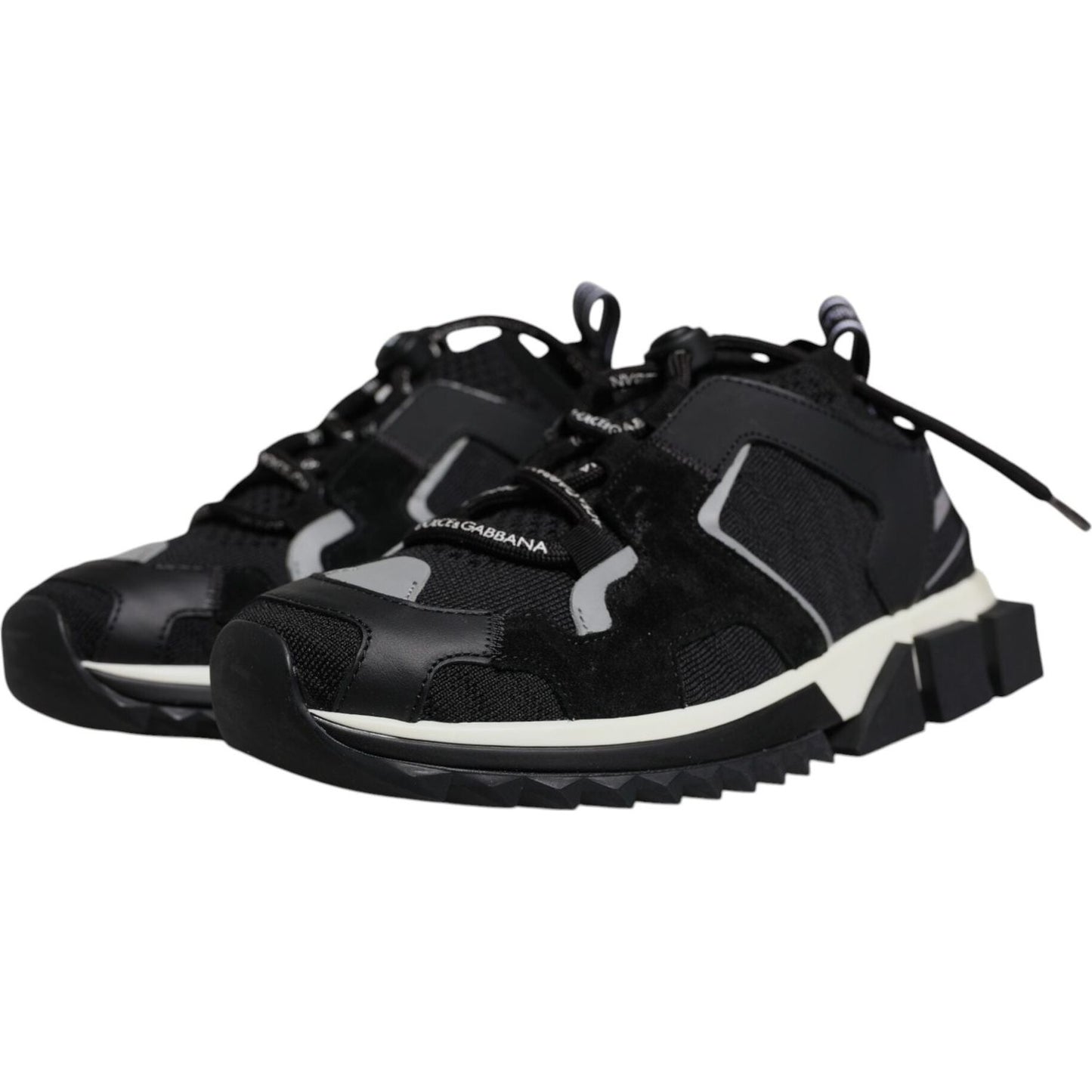 Dolce & Gabbana Black Mesh Sorrento Trekking Sneakers Shoes LA12535-39.5