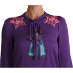 Dolce & Gabbana Purple Blouse Prince Fairy Tale Embellished Top TSH2755-36