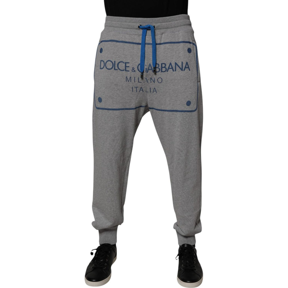 Dolce & Gabbana Gray Logo Cotton Men Jogger Sweatpants Pants PAN76005-48