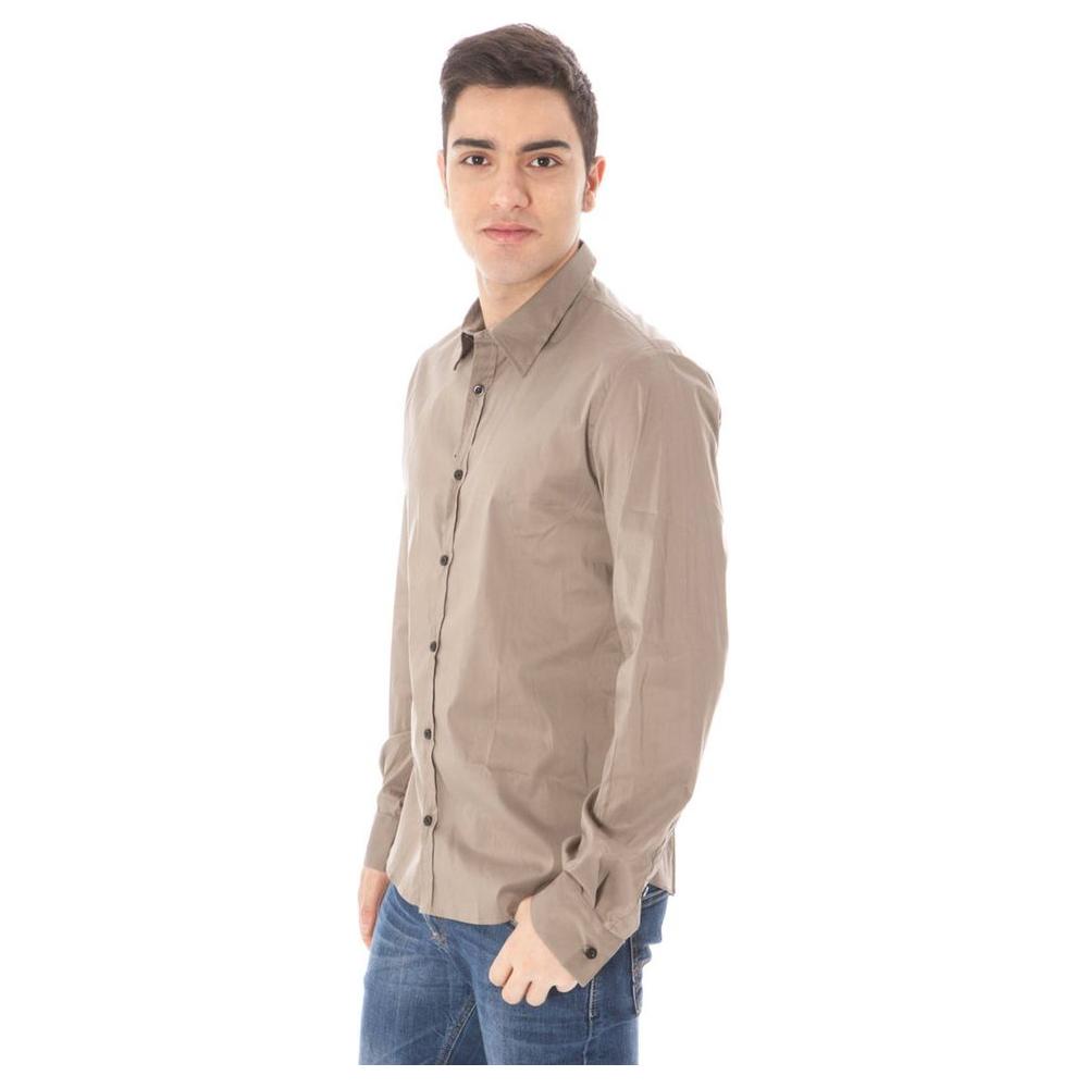 Costume National Green Cotton Men Shirt Costume National Rosy Brown