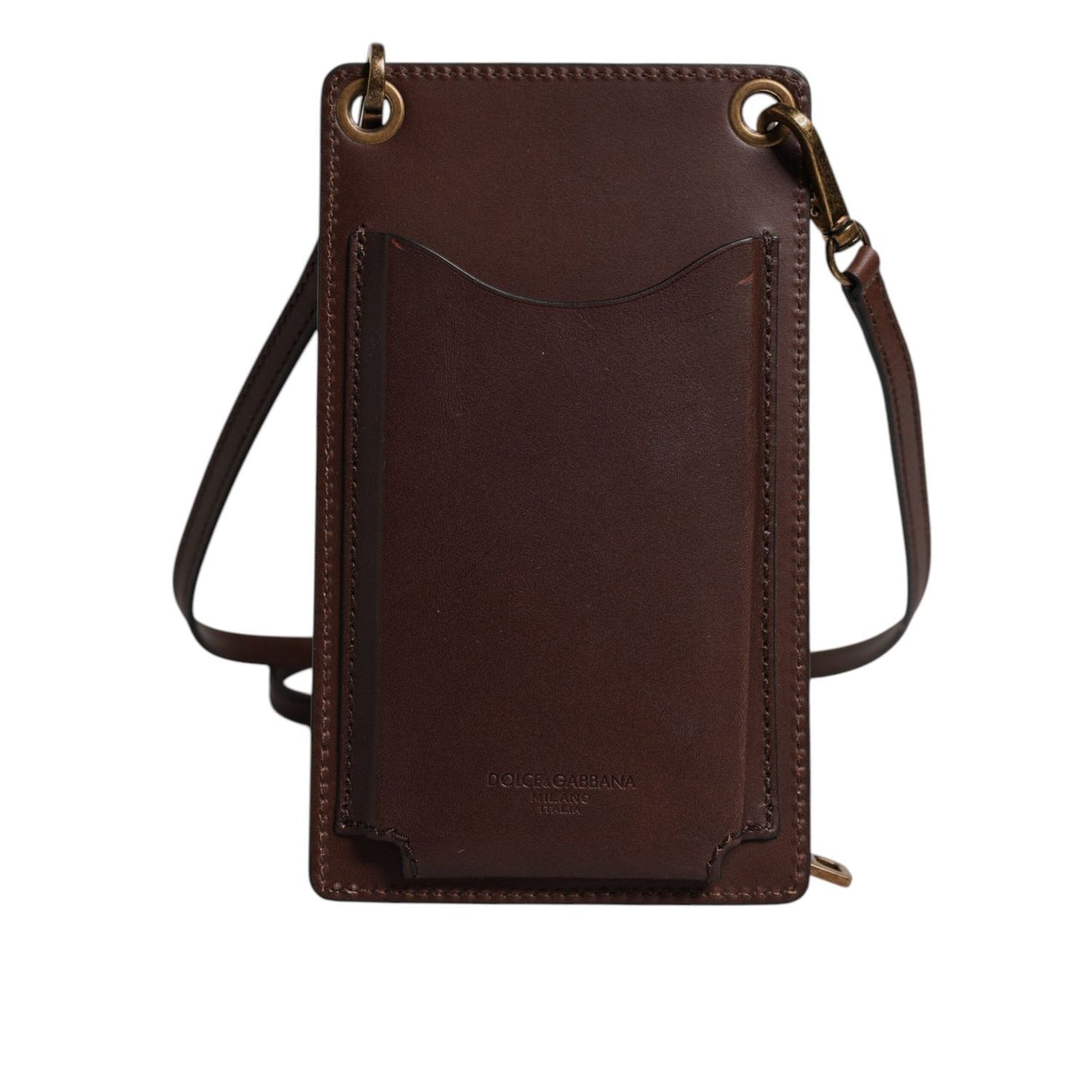 Dolce & Gabbana Brown Leather Neck Strap Cross Body Sling Bag BAG4291