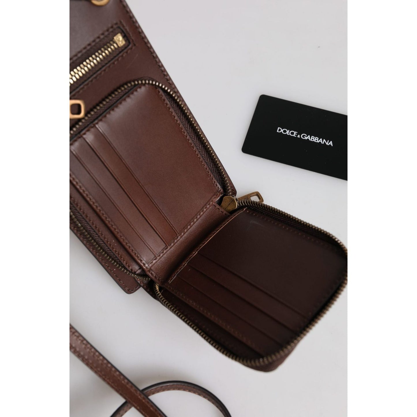 Dolce & Gabbana Brown Leather Neck Strap Cross Body Sling Bag BAG4291