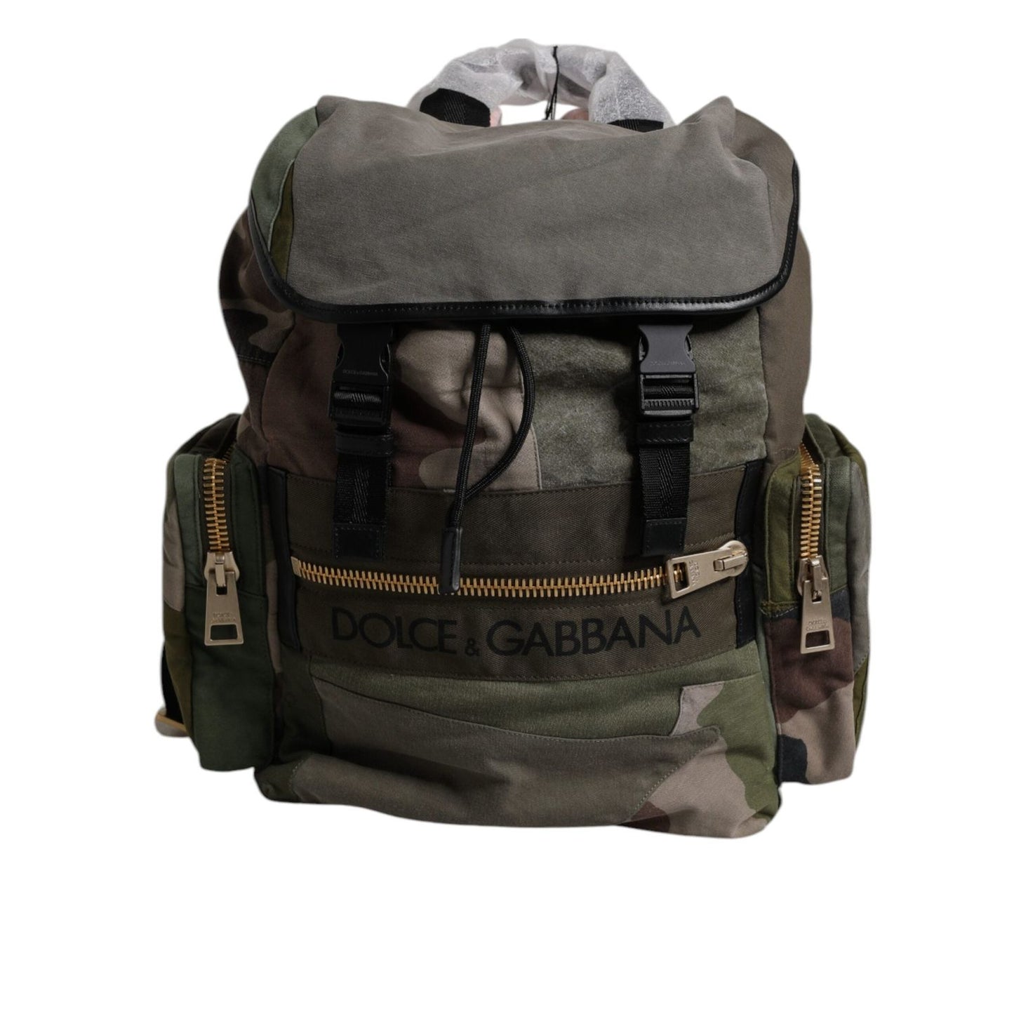 Dolce & Gabbana Military Green Patchwork School Backpack Bag BAG4458