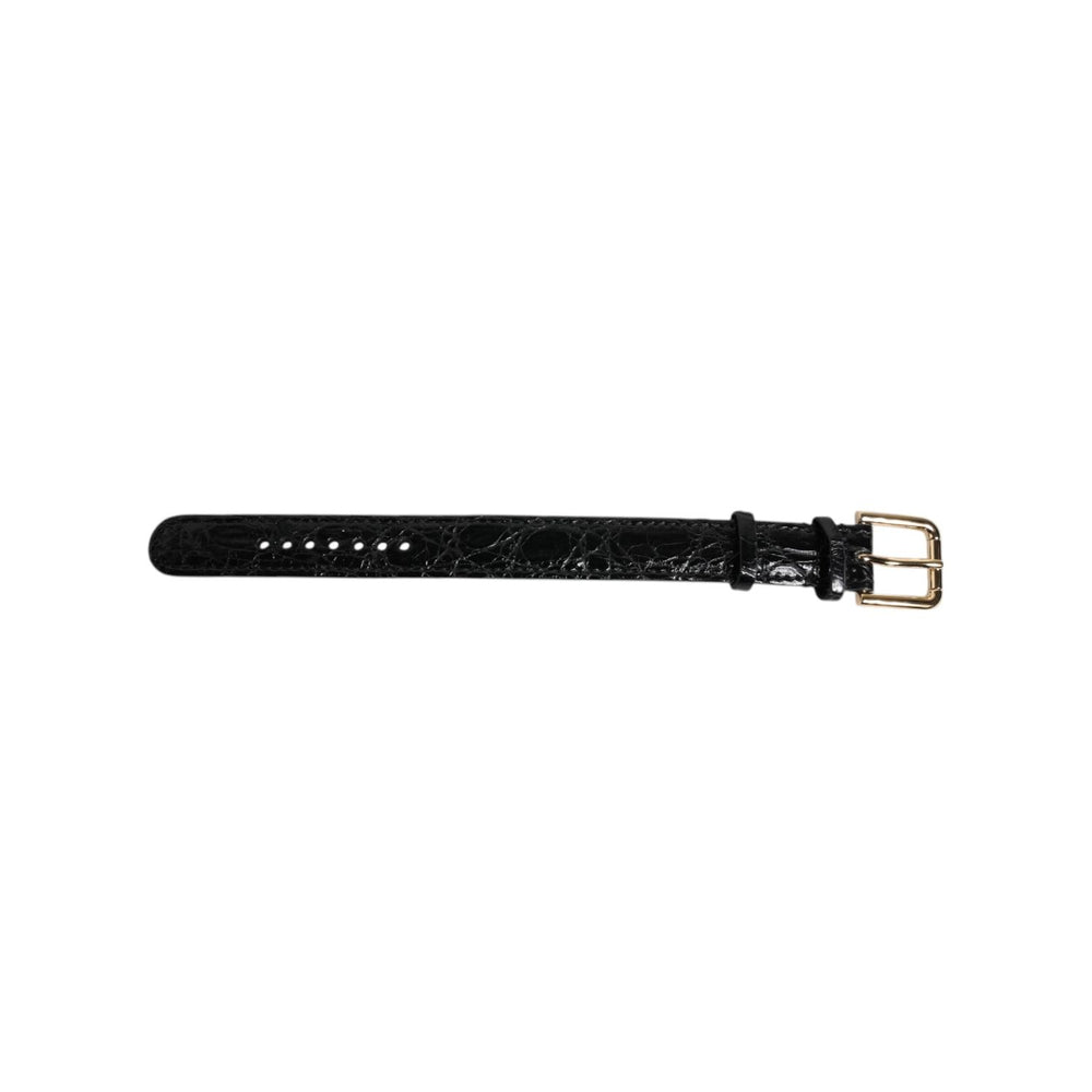 Dolce & Gabbana Black Exotic Leather Gold Tone Metal Buckle Armband
