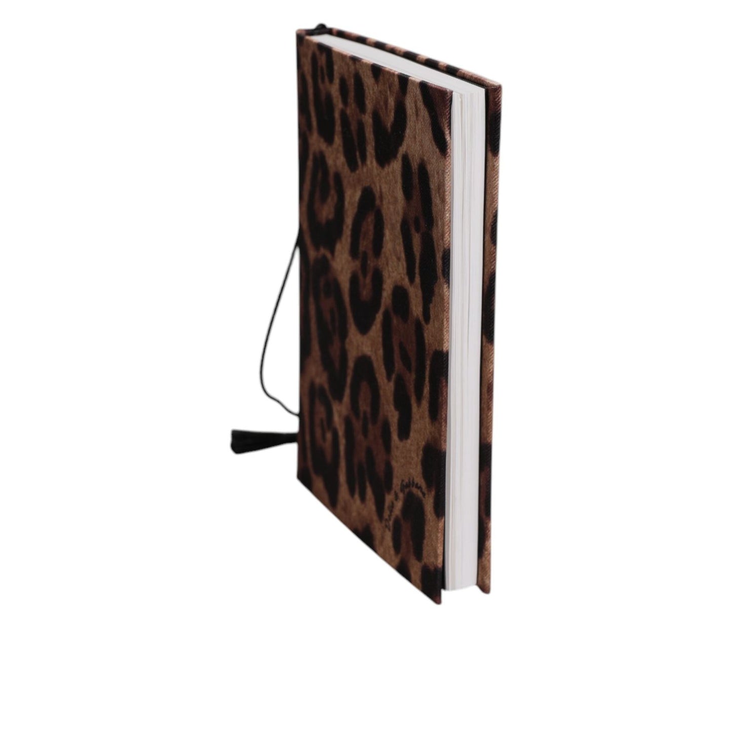 Dolce & Gabbana Brown Black Polyester Leopard Logo Print Small Notebook