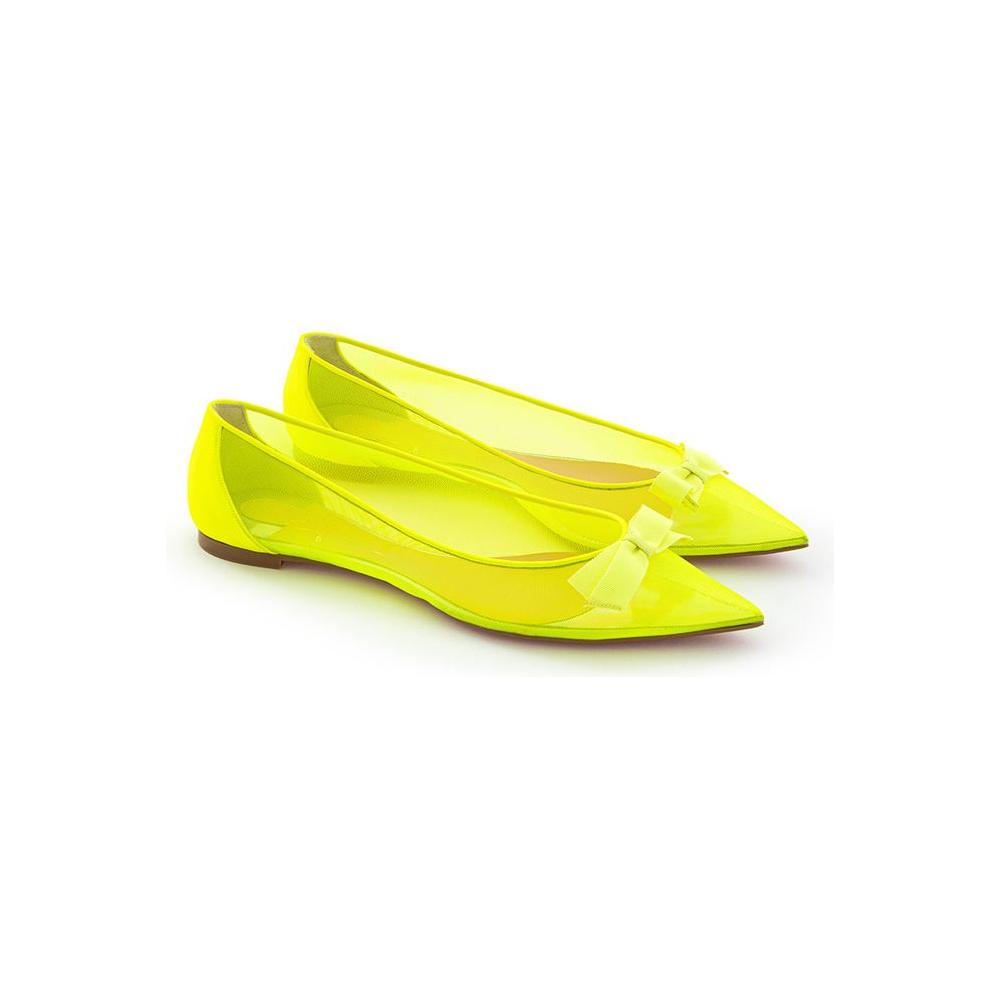 Christian Louboutin Sunshine Yellow Mesh Flat Elegance Christian Louboutin Beige