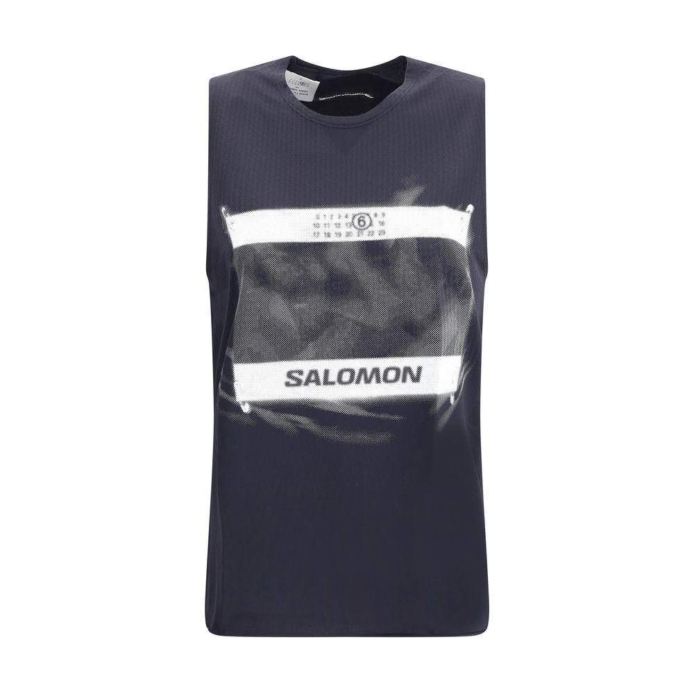 MM6 X Salomon tank top featuring crew neck and logos, stylish and sporty, ideal for casual looks.