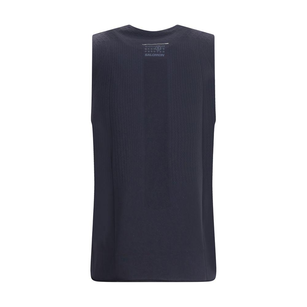 Back view of MM6 X Salomon Tank Top featuring collaboration logo, highlighting sporty and stylish design.