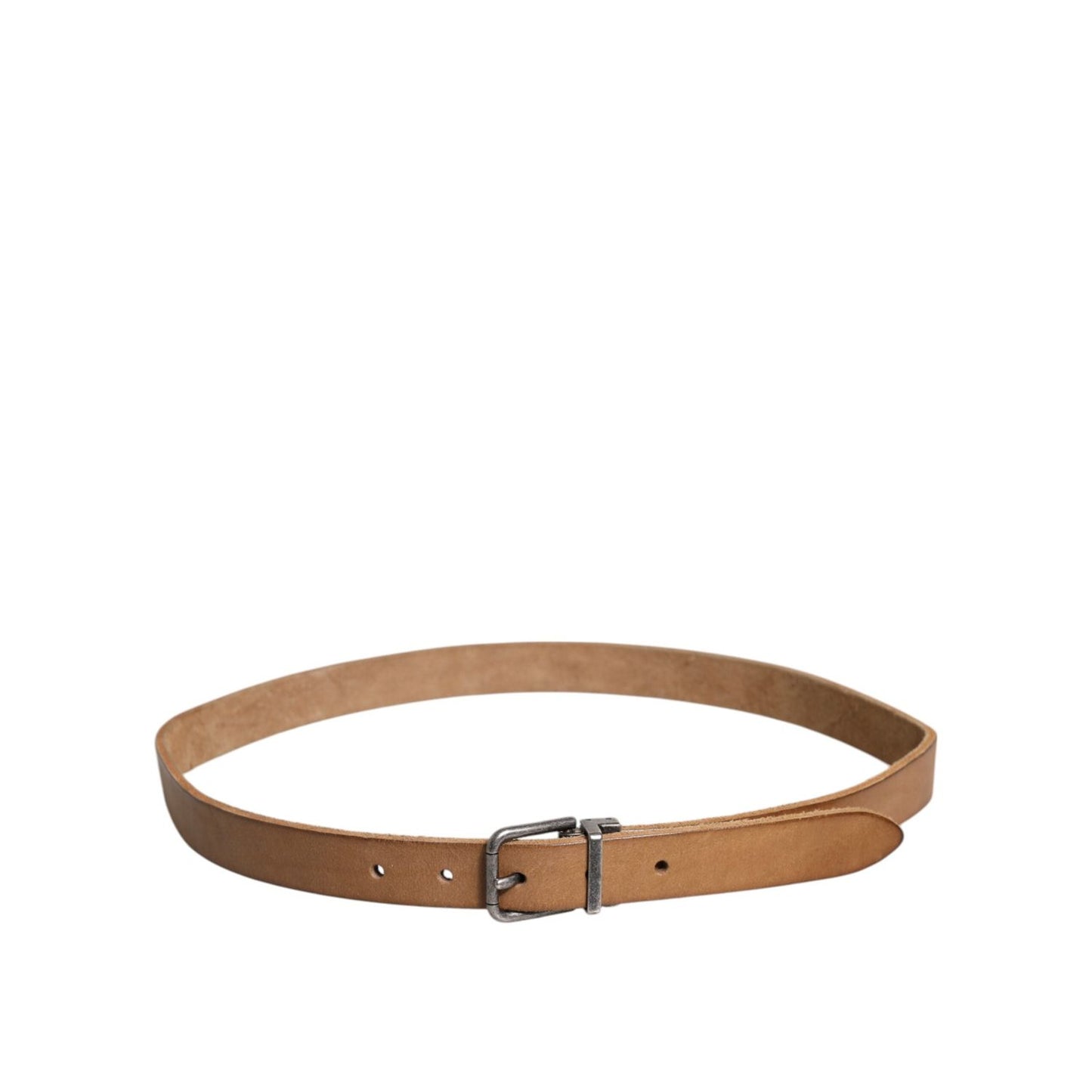 Dolce & Gabbana Brown Leather Silver Tone Metal Buckle Belt BEL9286-90