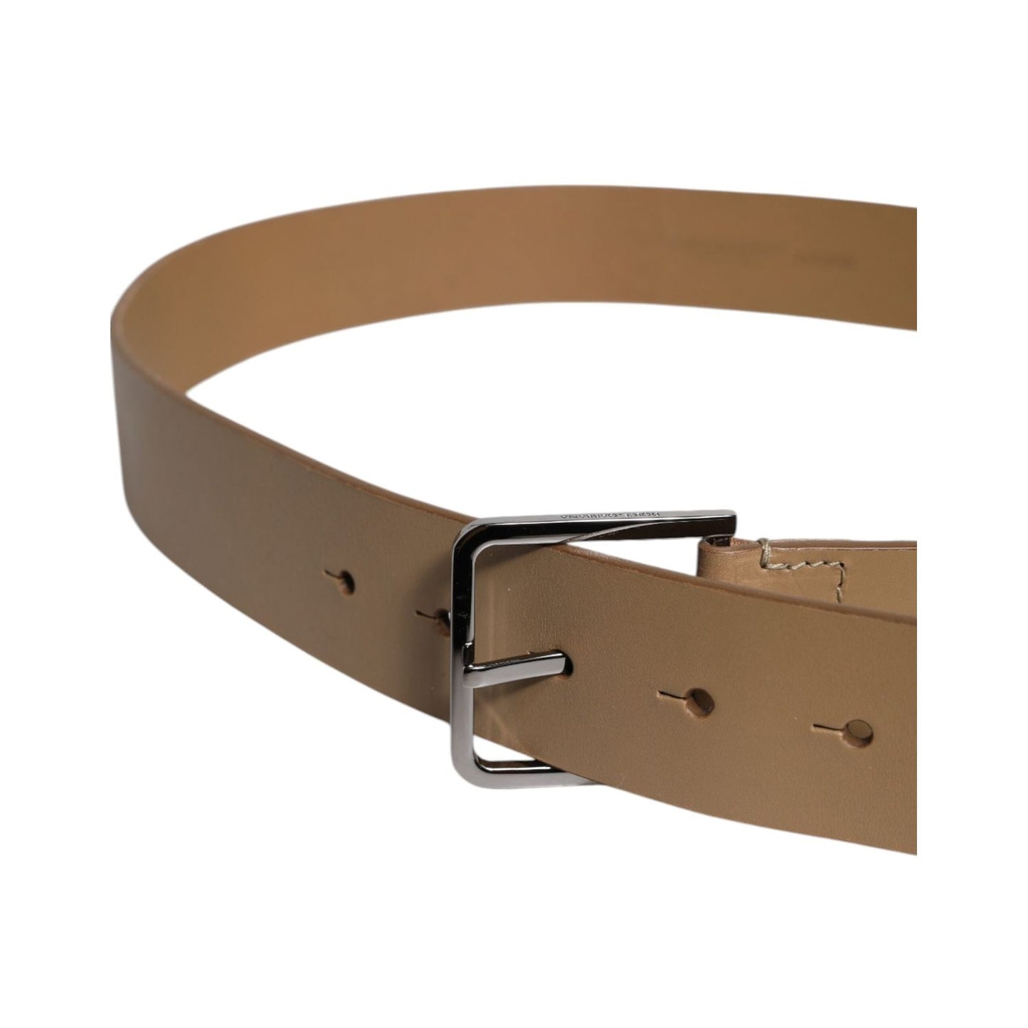 Dolce & Gabbana Brown Leather Classic Metal Logo Buckle Belt BEL9308-90