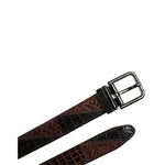 Dolce & Gabbana Brown Exotic Leather Metal Logo Buckle Belt BEL9330-95