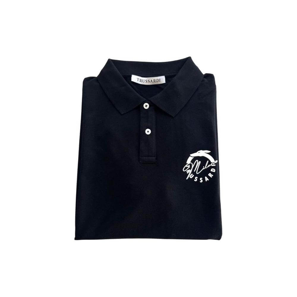 Trussardi Beachwear Black Cotton Men's Polo Shirt